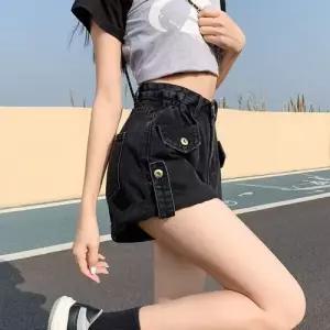 여성 데님 청반바지 청바지 레터링 롤업 핫팬츠 하이웨스트 반바지 ST1