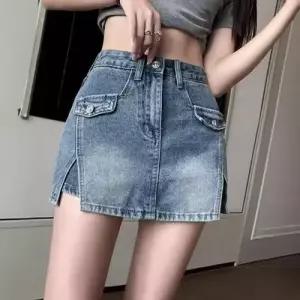 바지 여성용 청반바지 청바지 하이웨스트 춘추 반바지 트렌드 빅사이즈 와이드 ST3