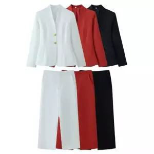 여성용 봄 자켓 브이넥 정장 코트 메탈 ST1