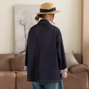 여성용 봄 청 빅사이즈 솔리드 정장 칼라 톱 코트 자켓 투버튼 ST1