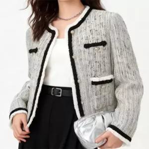 [패션시그널]블랙화이트엣지 트위드자켓 66D4A7