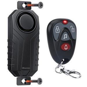 WSDCAM 나사 장착 트레일러 방지 경보 - 7단계 감도, IP65 방수, 트럭 공구 상자용 130피트 원격 제어, 옥상 화물 및 실외 장비를 갖춘 113dB 소음 진동 차량 경보기