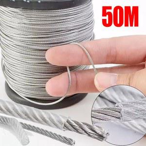 10/30/50M 스테인리스 스틸 와이어 로프 1 4mm 녹 방지 리프팅 라인 항공 케이블 야드 짚라인 데크 난간용