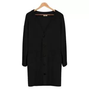 무지 블랙 골지 빅오버핏 롱가디건_MOD001_BLACK