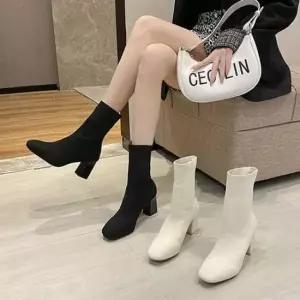 숏부츠 여성 니트재질 숏 앵클부츠 삭스부츠 겨울부츠