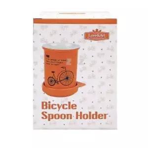 도자기 수저 보관함 주황색 수저통 주방 정리함 꽃 모양 받침