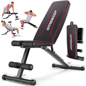 홈 헬스장용 OPSDECOR 웨이트 벤치, 헬스장 전신 근력 운동용 패스트 폴더블 660LBS 운동 벤치 프레스, 8개의 조절 가능한 등받이 경사/평평면/감소 시트업 - 2025년 업그레이드