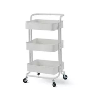 [JED] 화이트 트롤리 3단 블랙 다용도 이동식 철제 선반