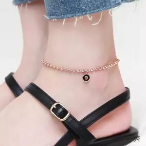 엘오르B 14KGP 로즈골드 라운드 블랙 포인트 펜던트 볼 체인 패션 발찌