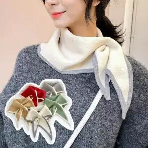 가을겨울코디 쁘띠스카프 삼각 미니 니트 스카프