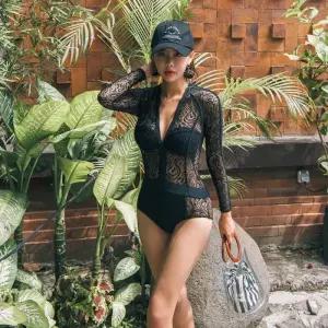 섹시 집업 모노키니 시스루 비키니 여자 수영복 비치웨어