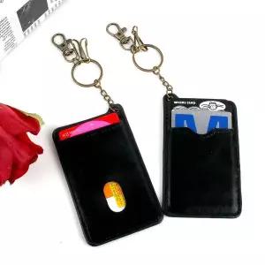 슬림 열쇠고리 가죽 카드지갑 블랙