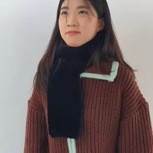 페이크퍼 미니 목도리 머플러 블랙