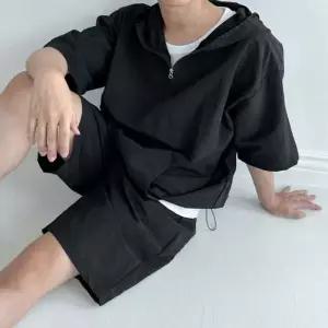 남자 타슬란 아노락 후드 반팔 반바지 트레이닝 세트