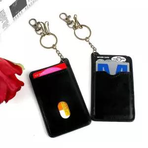 [콩심팥심]슬림 열쇠고리 가죽 카드지갑 블랙