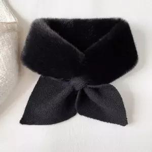 밍크퍼 고리형 리본 머플러 목도리 숏 니트 ur 320