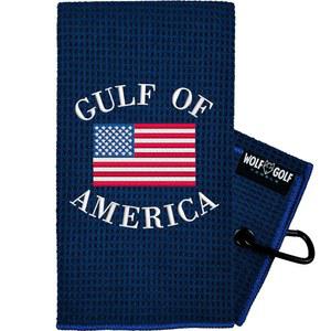 울프 골프 타월 걸프 오브 아메리카 | 자수 마이크로파이버 퍼니 액세서리 네이비