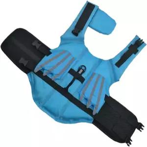 파토 전문 반려견 수영복 반사 스트라이프가 있는 내마모성 구명조끼 블루 S 휴대용 보호 조끼 야외 수영