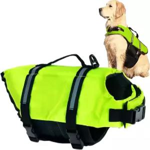 강아지 구명조끼 - 소형 중형견용 손잡이가 달린 안전 플로팅 조끼 모든 품종 수영복 야외 활동 비치