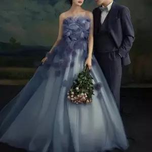 파티드레스 교복몰 블루퍼플 빈티지 셀프웨딩 드레스 컨셉사진.