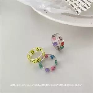 소품샵 플라워 스마일 반지 아크릴 포인트 비비드 우정