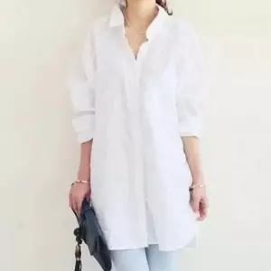 오버핏블라우스 롱원피스 박시 여자오피스출근룩 면남방 코디 여자직