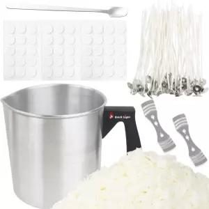 EricX 라이트 캔들 제작 키트 60개의 윅 스티커 16온스 소이 왁스 1개의 붓기 냄비 2개의 3홀 센터링 장치