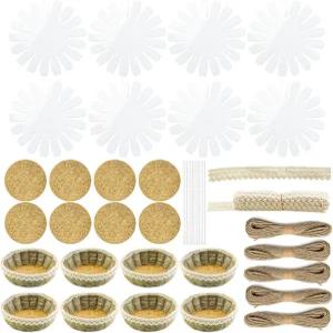 AUXSEEM 8세트 초보자를 위한 바구니 직조 공예 키트 DIY 버랩 스타일 책상 보관 작은 부품 캔디 쿠키 그릇