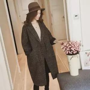 여성코트 여성 데일리 루즈핏 사선 포켓 클래식 체크 코트