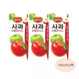 델몬트 과즙주스 사과 190mlx32팩 과일음료 주스음료 간식음료 간편간식