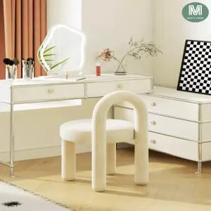 양털 화장대의자 스툴 메이크업 뽀글이 A1 흰색