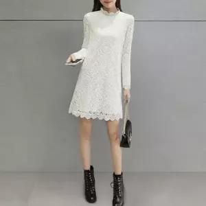 간절기원피스 여성 가을 간절기 화이트 레이스 미니 긴팔 원피스