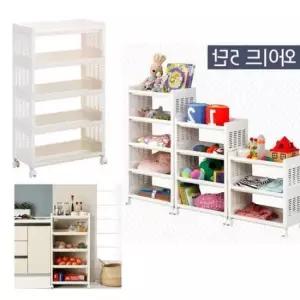 [생활] 트롤리 수납장 선반 화이트 5단 와이드 장난감 다용도 함 주방 이동식