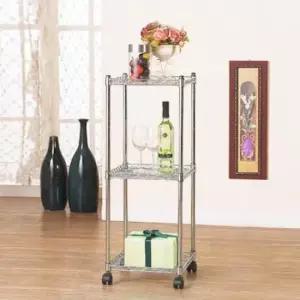 [생활] 가정용 업소용 이동식 진열대 선반 메탈랙 12.7파이 3단 350 정사각