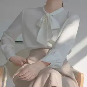 [옷은날개] 리본 스카프블라우스 새틴블라우스 오피스룩 차르르