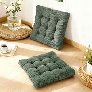 젠시푸 명상 바닥 베개 세트 2, 메모리 폼 명상 쿠션, 요가용 대형 사각 두꺼운 시트 쿠션, 다다미 거실(2, 짙은 녹색)