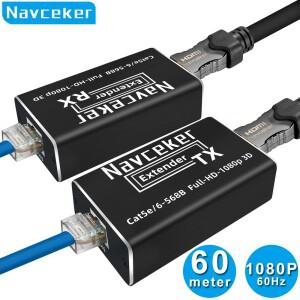 Navceker HDMI 익스텐더 송신기 리시버, 손실 없음, EDID RJ45 to 60m, POC 1080P 3D, Cat5e, Cat6