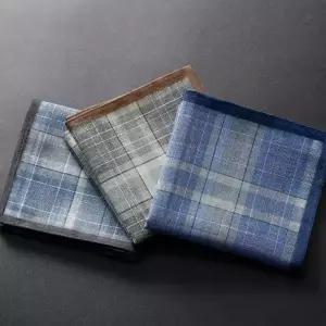 체크 무늬 면 손수건 정사각형 땀수건 등산 3종 세트