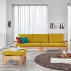 아르조101 아쿠아패브릭 고급원목소파세트1(4인용/스툴포함/소쿠션별매)