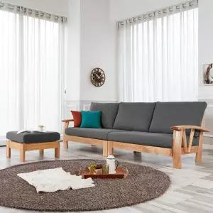 아르조202 아쿠아패브릭 고급원목소파세트2(4인용/스툴포함/소쿠션별매)