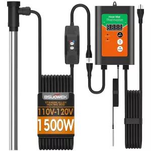 1500W 티타늄 풀잠수식 휴대용 대형 수영장 및 온수 욕조 온수기 LCD 온도 조절기 GFCI 누출 방지 기능