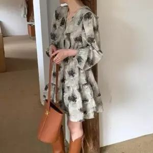 여름원피스 유니크 패턴 여성 쉬폰 프릴 미니 캉캉 원피스