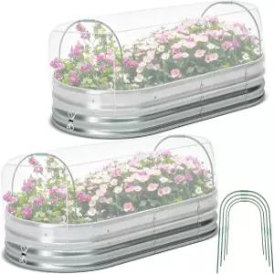 Woanger 2팩 정원 그물망과 후프가 있는 직사각형 해충 장벽 보호 식물 메쉬 드로스트링 채소 과일 꽃