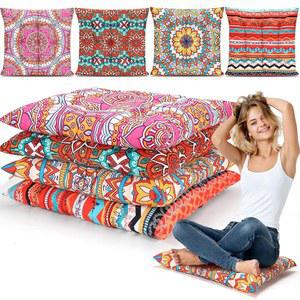 누오고 4팩 대형 22인치 보헤미안 플로어 베개 사각 보호 플로어 쿠션 시트 베개, 부드러운 요가 명상용 베개 만다라 푸프, 거실 다다미 독서용 누크 (정밀)