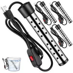 보호 커버가 있는 텔레글로우 4팩 1500w 휴대용 침지 온수기 스테인리스 버킷 히터 가정용 욕조 소형