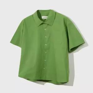 kiimuir 코튼 워시드 하프 셔츠그린