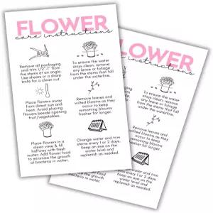 신선한 꽃 관리 지침 카드 50 pk 2x3.5 크래프트 룩 행택 키트 음식 레시피 과립 식물 플로리스트 동봉