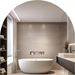 벽 장식용 ROYUEXT 아치형 거울 12 x 인치 욕실 자체 접착 유리 타일 거실 현관 침실용 고투명 프레임 없는