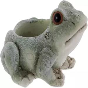 브릿지 컬렉션 작은 개구리 화분 - 부드러운 녹색 마감의 피규어 다육식물 자연에서 영감을 받은 정원 장식