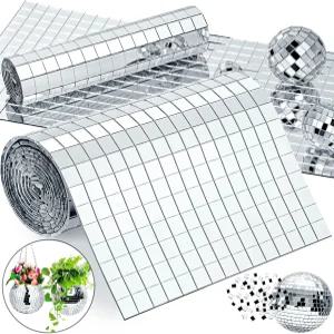 MGZTTHW 10x10mm 자가 접착 타일 1800개 미러 모자이크 스퀘어 디스코 DIY 공예 파티 장식용 4D 볼 스티커